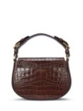 Lauren Ralph Lauren Tanner Leather Croc Embossed Cross Body Bag, Dark Mahogany