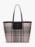 Radley Manor Gardens Check Large Open-Top Tote Bag, Racing Green/Multi