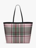 Radley Manor Gardens Check Large Open-Top Tote Bag, Racing Green/Multi