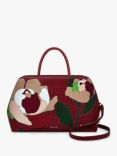 Radley Liverpool Street Icon Leather Croc Effect Abstract Floral Medium Zip Top Grab Bag, Cranberry/Multi