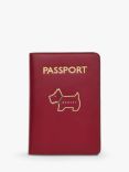 Radley Heritage Dog Outline Leather Passport Cover, Cranberry