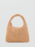 Mango Brek Natural Fibre Shoulder Bag, Light Beige