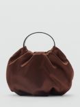 Mango Chloe Satin Clutch Bag, Brown