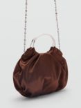 Mango Chloe Satin Clutch Bag, Brown