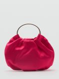 Mango Chloe Satin Clutch Bag, Bright Pink