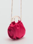 Mango Chloe Satin Clutch Bag, Bright Pink