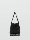 Mango Jasmine Beaded Clutch Bag, Black