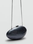 Mango Mona Pebble Clutch Bag, Dark Blue