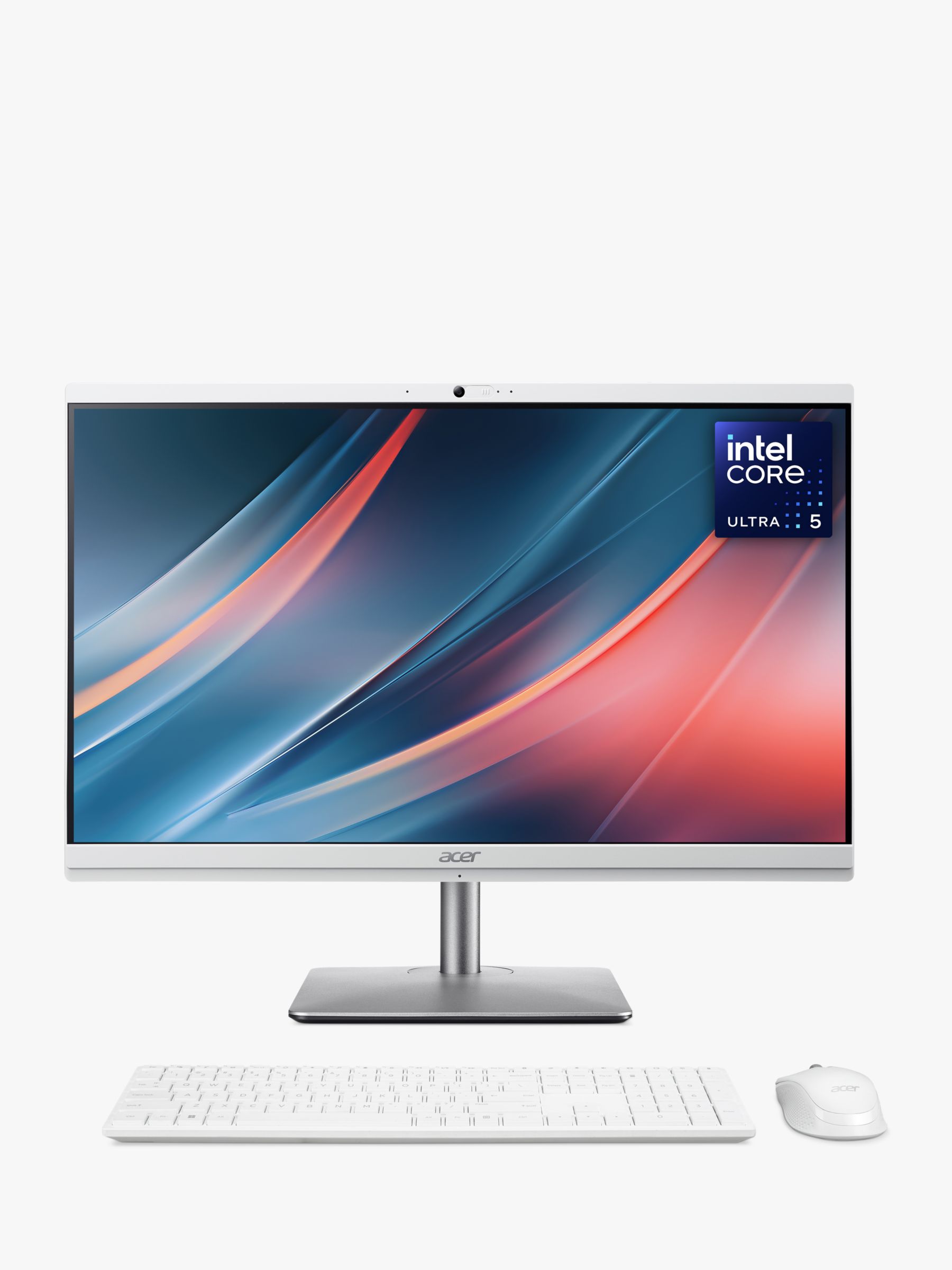 Acer Aspire C24-195ES All-in-One Desktop PC, Intel Core Ultra  Processor, 16GB RAM, 1TB SSD, 23.8" Full HD, White