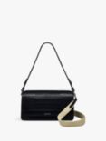 Radley Leather Lane Leather Croc Effect Medium Flapover Shoulder Bag, Black