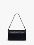 Radley Leather Lane Leather Croc Effect Medium Flapover Shoulder Bag, Black