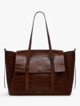 Radley The Chancery Leather Croc Effect Large Flapover Shoulder Bag, Walnut