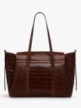 Radley The Chancery Leather Croc Effect Large Flapover Shoulder Bag, Walnut