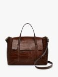 Radley The Chancery Leather Croc Effect Medium Flapover Grab Bag, Walnut