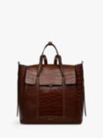 Radley The Chancery Leather Croc Effect Medium Flapover Backpack, Walnut