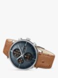 Junghans Men's Meister Chronoscope Automatic Leather Strap Watch, Brown/Grey