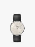 Junghans 27/4355.00 Men's Meister fein Automatic Signatur Date Leather Strap Watch, Black