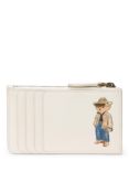 Polo Ralph Lauren Bear Zip Leather Card Holder, Ivory