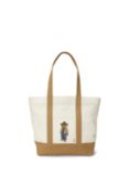 Polo Ralph Lauren Western Bear Cotton Canvas Tote Bag, Ecru/Tan