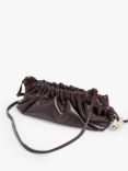 Flattered Cissi Leather Ruched Clutch Bag, Burgundy