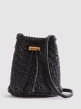 Reiss Berti Woven Leather Drawstring Bag