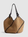 Reiss Farrah Woven Diagonal Seam Tote Bag, Natural