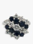 Vintage Fine Jewellery Second Hand 18ct White Gold Diamond and Sapphire Cluster Ring