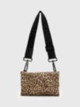 AllSaints Ezra Rec Leopard Print Crossbody Bag, Brown