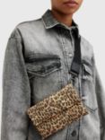 AllSaints Ezra Rec Leopard Print Crossbody Bag, Brown