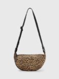 AllSaints Half Moon Animal Print Crossbody Bag, Brown