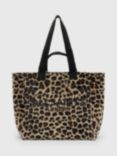 AllSaints Izzy Fuzzy Leopard Print Tote Bag, Brown