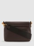 Reiss Selena Leather Crossbody Bag, Chocolate