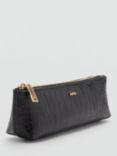 Mango Leonorb Croc Effect Zipped Pouch, Black