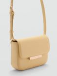 Mango Amber Faux Leather Crossbody Bag with Flap, Pastel Yellow