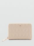 Mango Queens Stitch Detail Zip Around Purse, Natural White