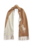 Polo Ralph Lauren Pony Wool Scarf, Camel/Cream