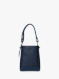 Strathberry Lana Leather Midi Bucket Bag, Navy/Grey Stitch