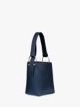 Strathberry Lana Leather Midi Bucket Bag, Navy/Grey Stitch