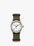 Hamilton H69401910 Unisex Khaki Field Quartz Fabric Strap Watch, Green/White