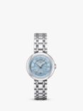 Tissot T1260101113300 Women's Bellissima Date Metal Strap Watch, Silver/Blue