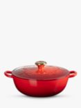 Le Creuset Cast Iron Holly Round Soup Pot, 4.1L, Cerise