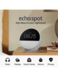 Amazon Echo Spot (2024) Smart Alarm Clock with 2.8” Screen & Alexa Voice Recognition & Control, White