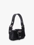 BY FAR Eloise Leather Buckle Shoulder Bag, Black