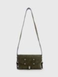 AllSaints Miro Suede Turn Lock Satchel, Green