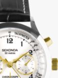 Sekonda 30235 Men's Tachymeter Leather Strap Watch, Silver