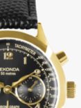 Sekonda 30237 Men's Tachymeter Leather Strap Watch, Black/Gold