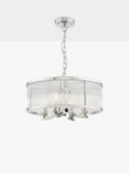 English Heritage Eltham 4 Light Rodded Glass Pendant Ceiling Light, Clear/Polished Nickel