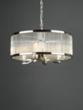 English Heritage Eltham 4 Light Rodded Glass Pendant Ceiling Light, Clear/Polished Nickel