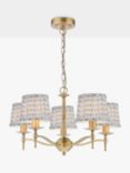 English Heritage Marble Hill 5 Light Pendant Ceiling Light, Metallic Brass/Green Shade