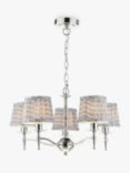 English Heritage Marble Hill 5 Light Pendant Ceiling Light, Silver/Green Shade